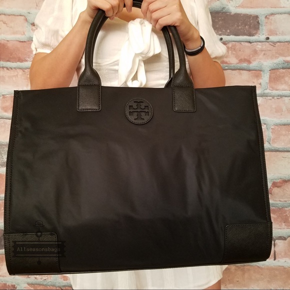 Tory Burch ella nylon tote black BAG LARGE new - Picture 4 of 10